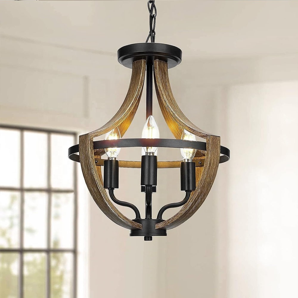 13.1inch Modern Farmhouse Hanging Pendant Lighting 4-Light Rustic Interior Flush Mount Ceiling Light Fixture Vintage Chandelier