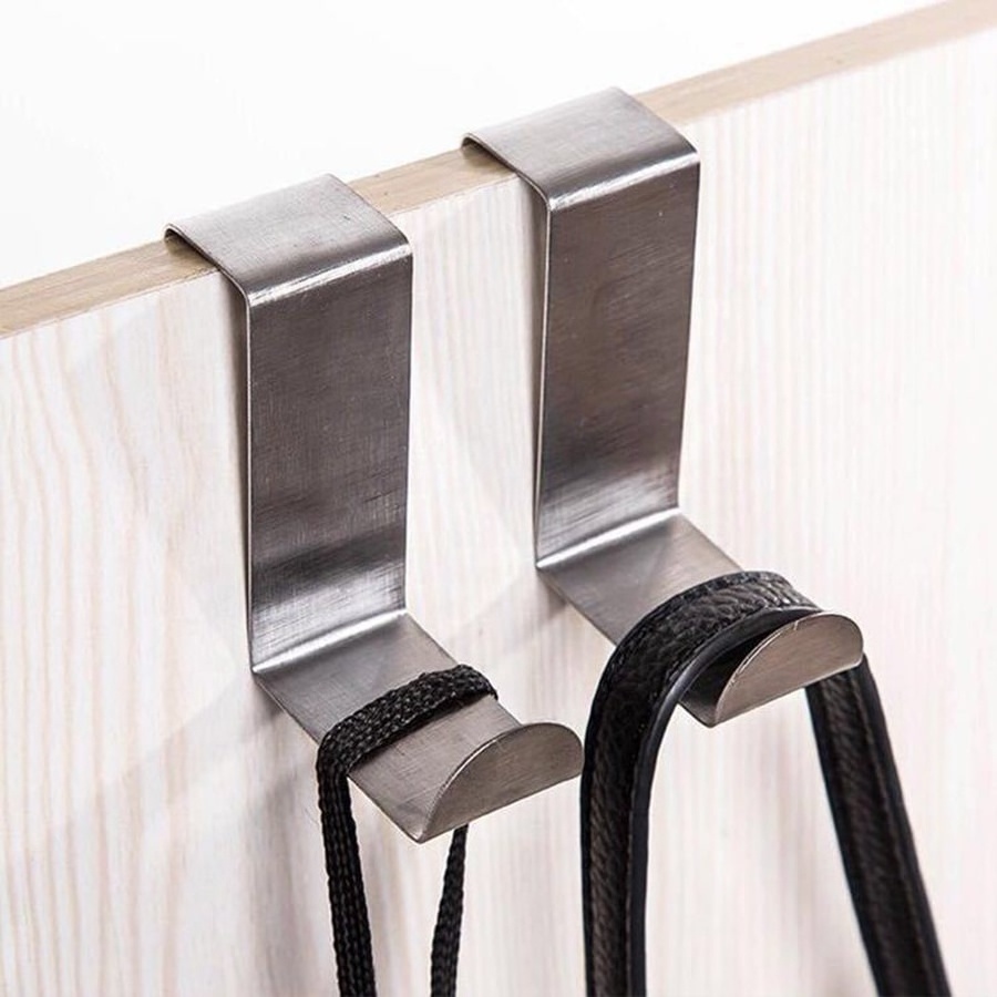 5x4.5cm Over The Door Hooks Stainless Steel Seamless Nail-Free Bathroom Kitchen Home Office Z Shape Back Door Hook Rack Hanger