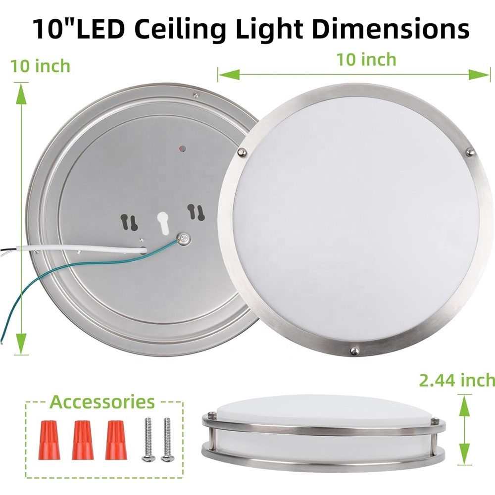 10 inch Flush Mount LED Ceiling Light Fixture 17W 1100lm  2700K/3000K/3500K/4000K/5000K Adjustable Ceiling Lights