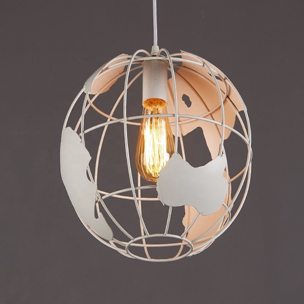 28x28cm Earth Shape Orb Pendant Light Fixtures Modern Globe Chandelier with Adjustable Hanging Cord Ceiling Metal Hanging Lamp