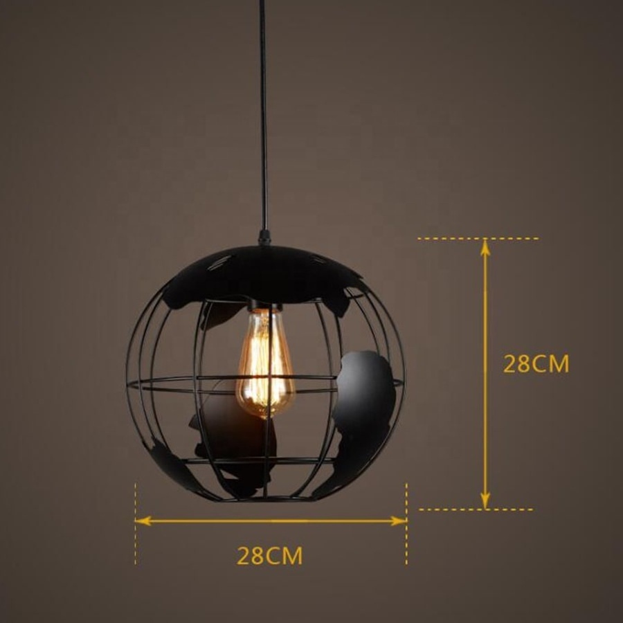 28*28cm Creative Earth Shaped Iron Led Chandelier Light Fixture Modern Globe Pendant Light Ceiling Hanging Light