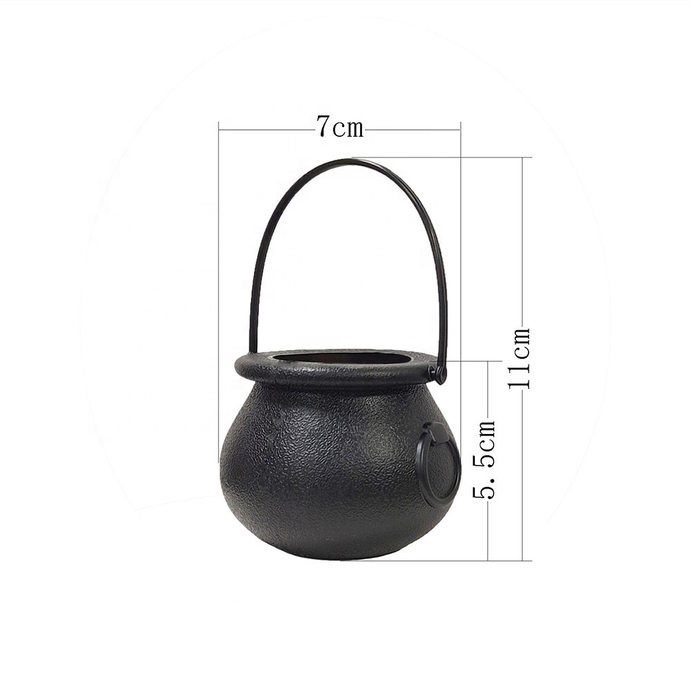 Customized Halloween Mini Candy Kettles Novelty Cauldron Kettles Cups Plastic Mini Black Witch Cauldron Novelty Candy Holder