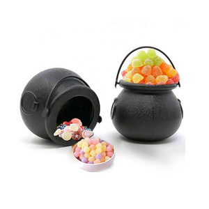 Customized Halloween Mini Candy Kettles Novelty Cauldron Kettles Cups Plastic Mini Black Witch Cauldron Novelty Candy Holder