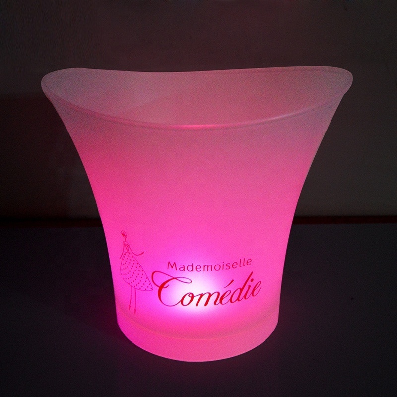 LED Ice Bucket 5L Colorful Plastic Large Champagne Wine Ice Bucket, Multi Colors Changing   for Party/Home/Bar/KTV Clubs