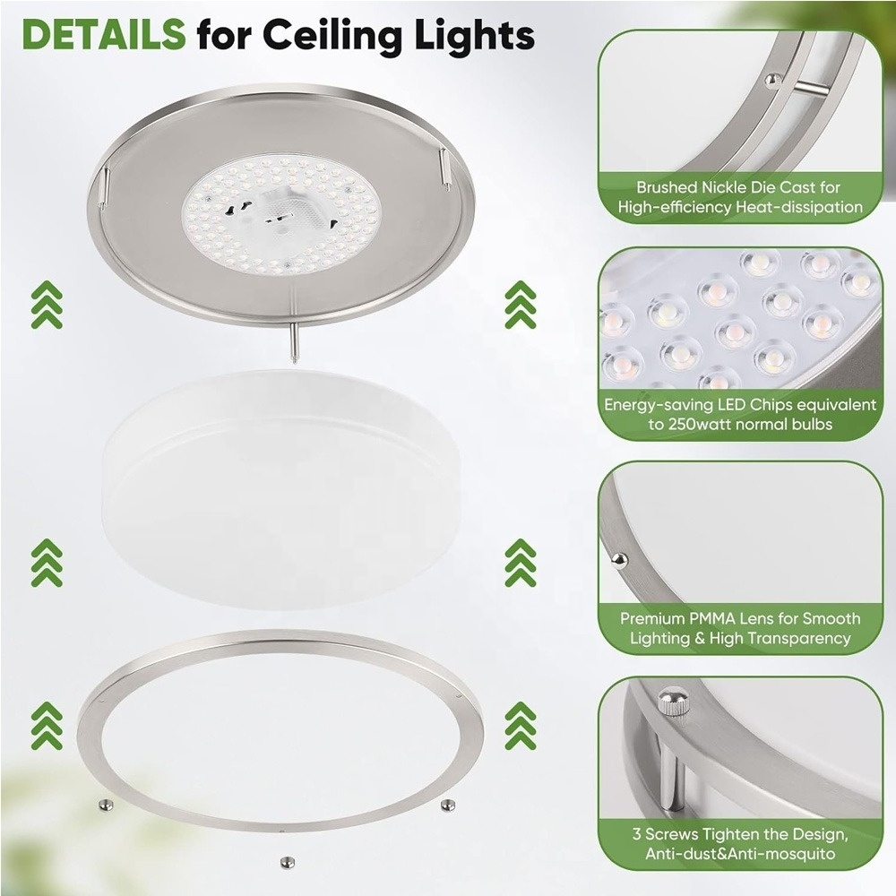 13Inch36WLEDCeiling Lights Super Bright Dimmable Flush Mount Light Fixtures 6500K/5000K/4000K/3000K/2700K Adjusted Modern Lamps