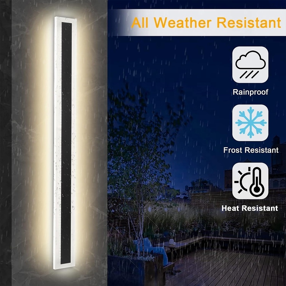 Outdoor Wall Lights 30cm 7W IP65 Frosted Acrylic LED Modern Wall Lamp Rectangular Black Wall Lights Suitable for Porch Courtyard