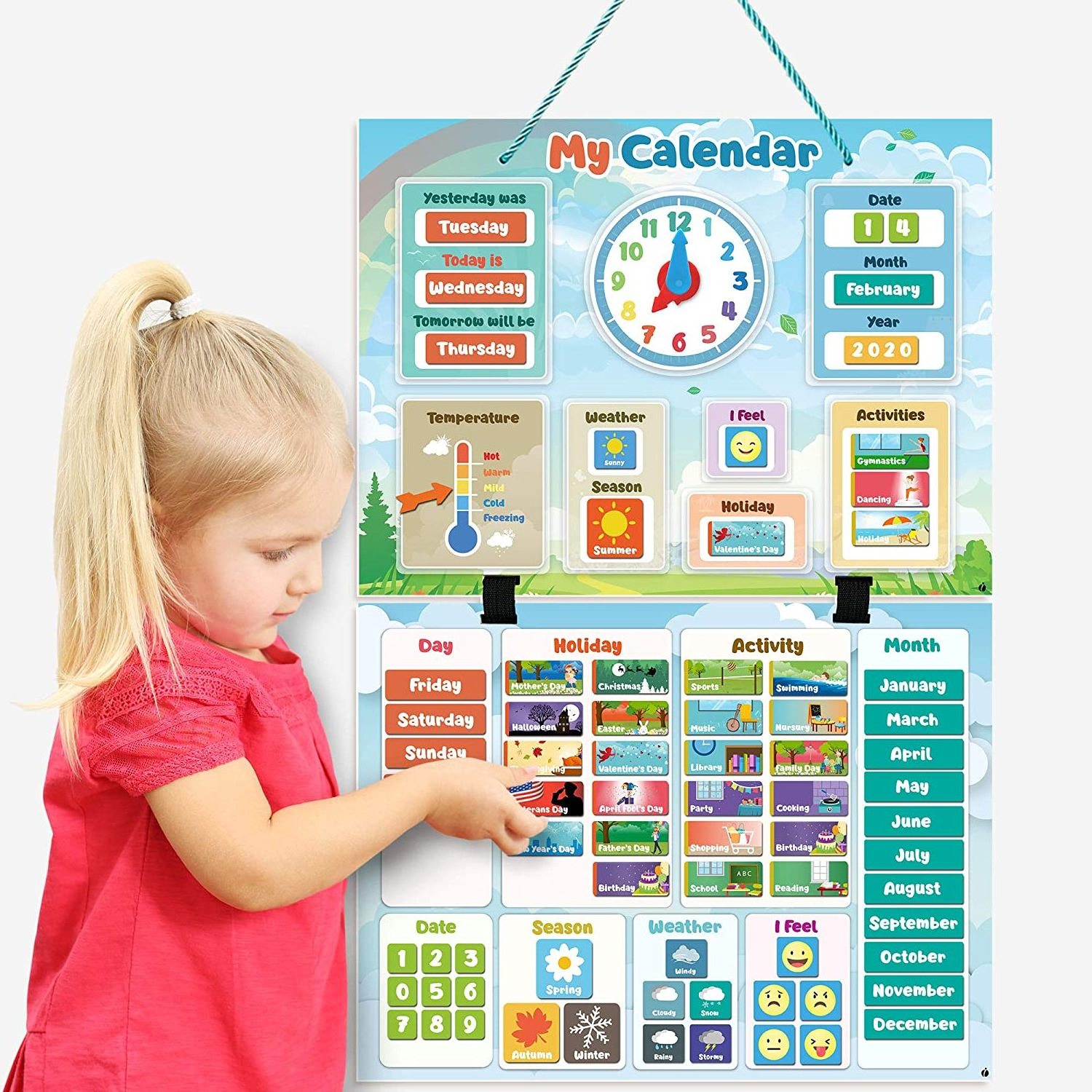 Magnetic Educational Toy My First Daily Weather Calendar for Toddlers