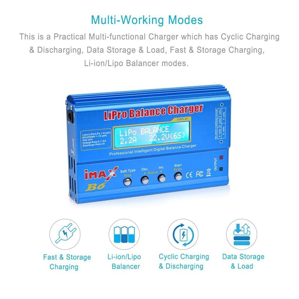 Imax  50W 5A Lipo Battery Balance Charger Discharger for LiPo/Li-ion/Life/LiHV Battery (1-6S), NiMH/NiCd (1-15S),(B6-Blue)