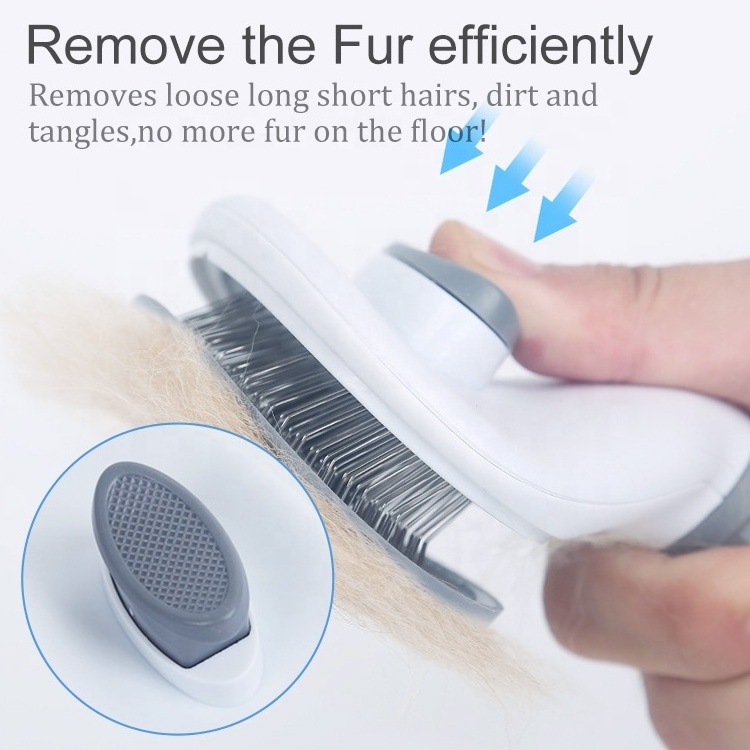 Custom Pet Dog Hair Remover Self Cleaning Brush Cat Comb Grooming Tool And Care Cat Pet Grooming Brush