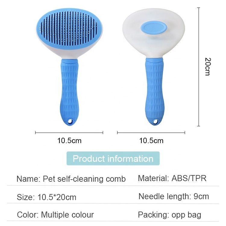 Custom Pet Dog Hair Remover Self Cleaning Brush Cat Comb Grooming Tool And Care Cat Pet Grooming Brush