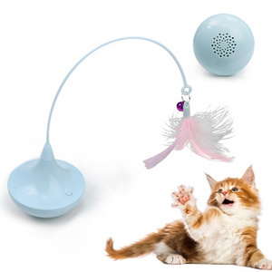 Rechargeable Interactive Cat Toys Tumbler Extra Long Feather Wand Indoor Cats Spin Butterfly Game Teasing Cat Electric Toy