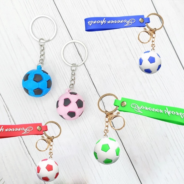 Factory Custom Pvc Football Soccer Club Team Keychains Sports Football Ball 3D Keychain