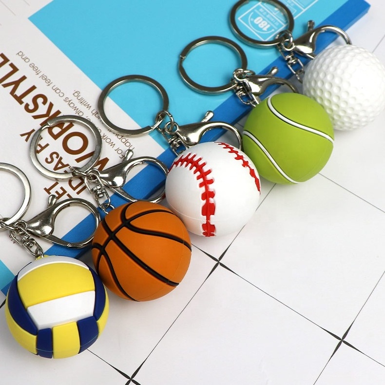 Factory Custom Pvc Football Soccer Club Team Keychains Sports Football Ball 3D Keychain