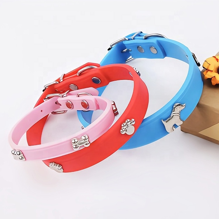 Factory Customized Waterproof Adjustable Multi Color Print Soft Silicone Pet Collar For Dog And Cat