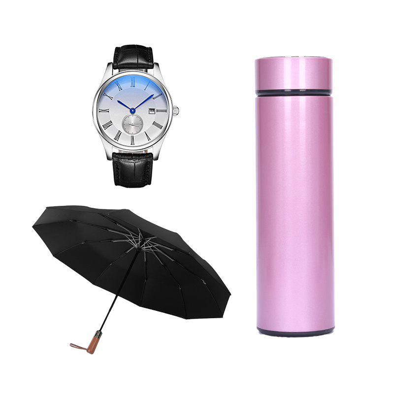 Henghou custom LOGO Innovative fashion design promotional umbrella with  cup and watch gift set