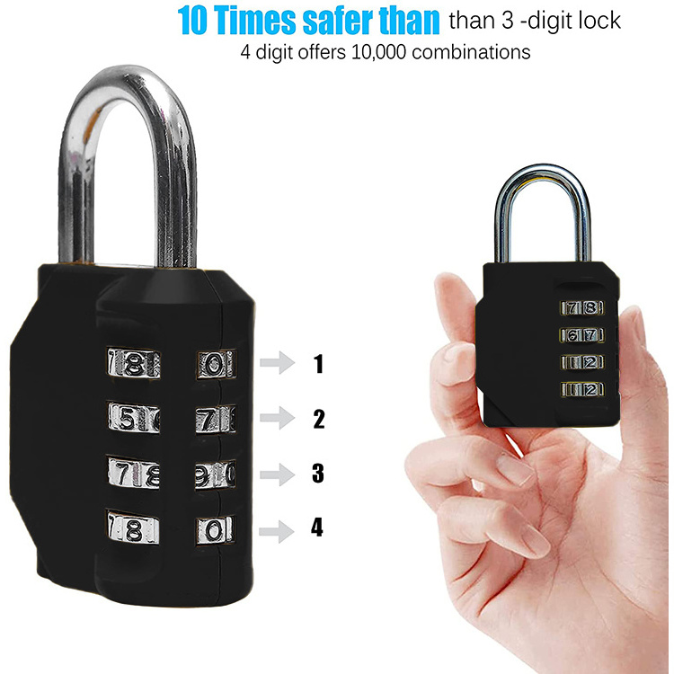 Top Security Custom Logo Gym Door School Sports Fence Luggage Lock 4 Digit Waterproof Combination Padlock for Locker