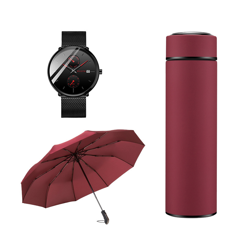 Henghou custom LOGO Innovative fashion design promotional umbrella with  cup and watch gift set