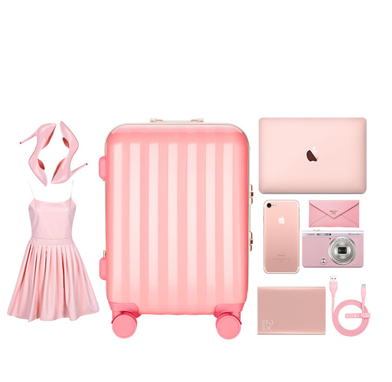 Henghou Mother Box New Ladies Frosted Cosmetic Case Fashion Universal Wheel Trolley Case Light Suitcase Travel Pink Luggage Set