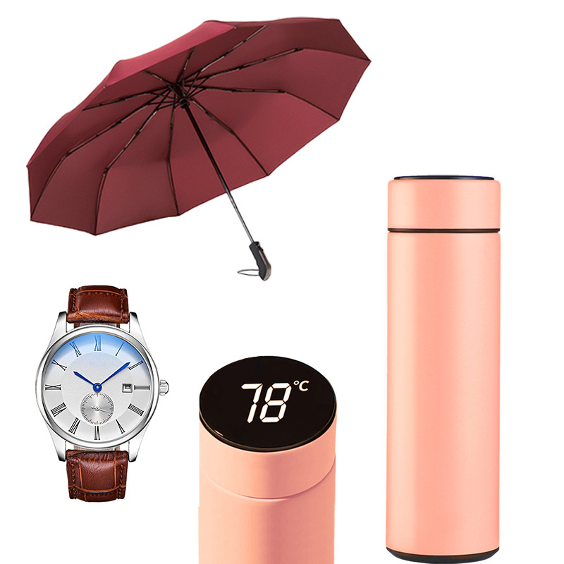 Henghou custom LOGO Innovative fashion design promotional umbrella with  cup and watch gift set