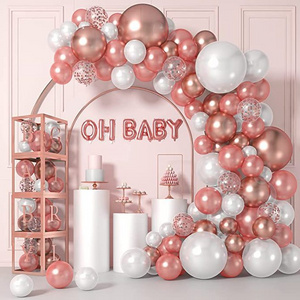 Rose Gold Balloons Garland Arch Kit- 5+12+18 Inch Rose Gold White Confetti Birthday Balloons Decorations For Women Girls Y530