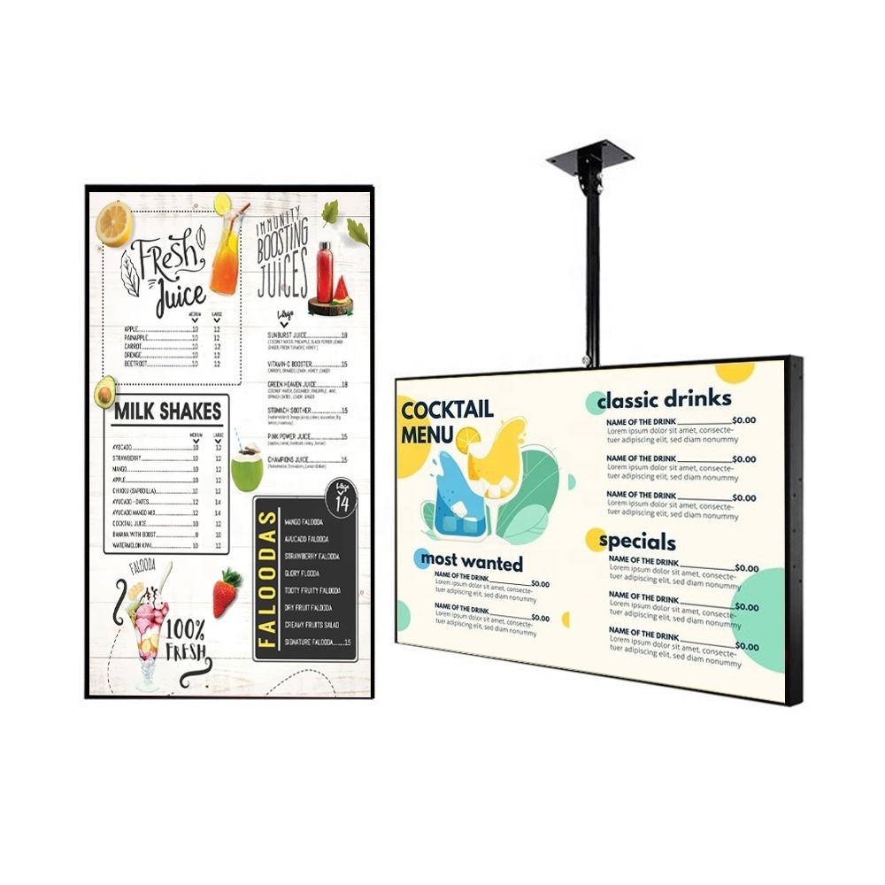 Ceiling mounted 32 Inch Menu Board Lcd Display Advertising Hanging Restaurant Remote Control Digital Menu Board