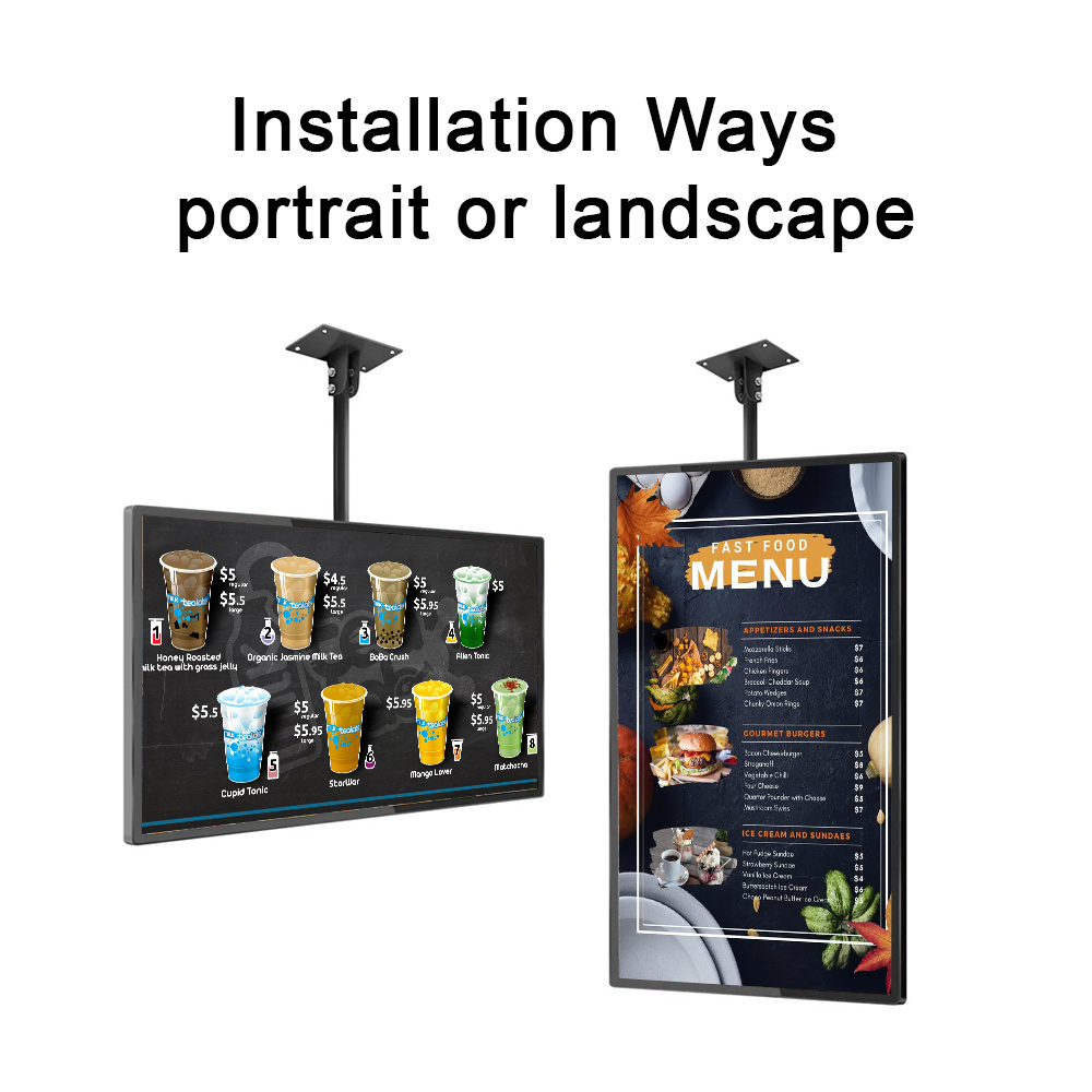 Hanging Wall Mounted HD Screen Lcd Advertising Display Electronic 43 inch Digital Menu Board for Restaurant/cafe Shop