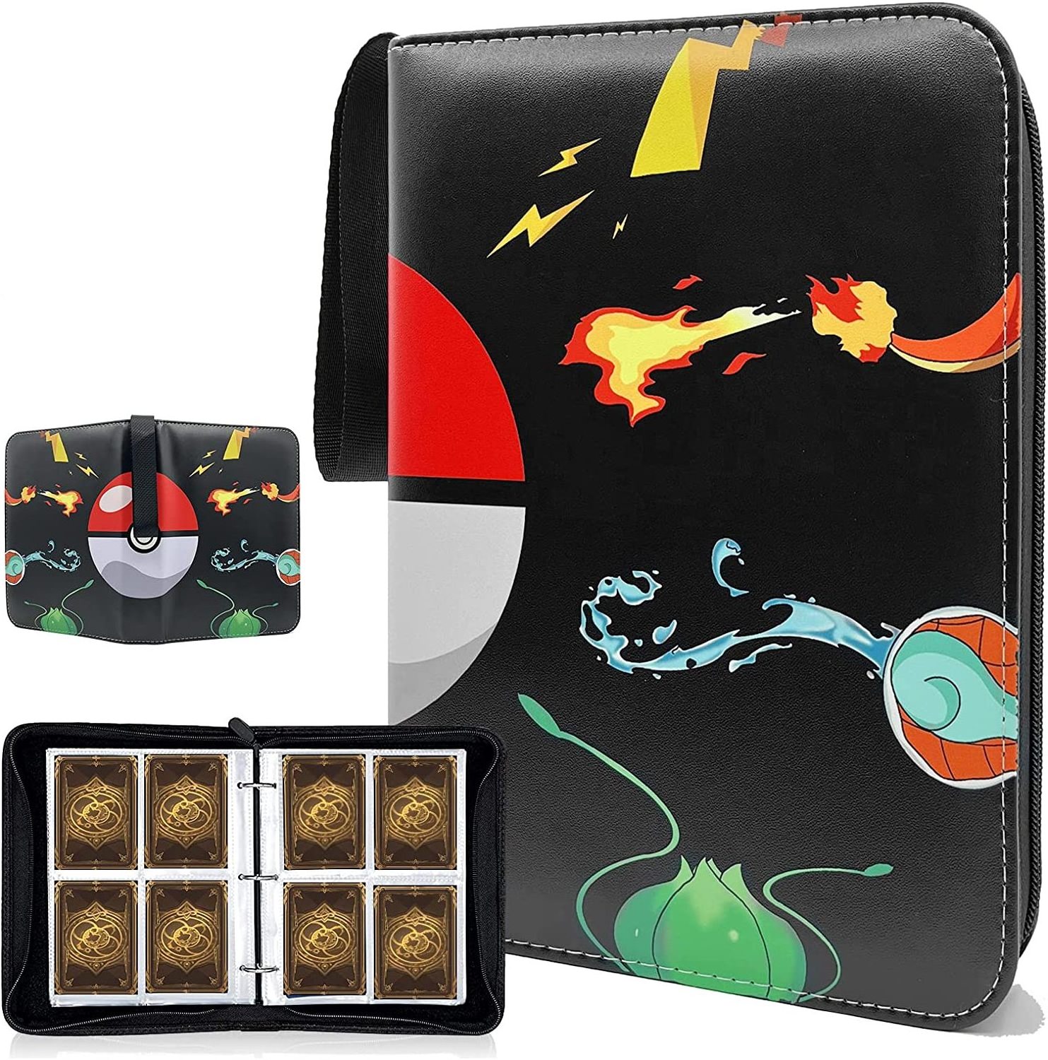 apply to pokemon cards Card Collector Album Holder With Zipper Carrying Case Book Folder Organizer