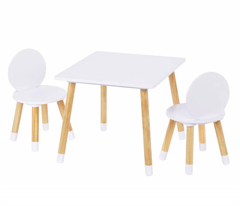 Table with 2 Chairs Set for Toddlers, Boys, Girls, 3 Piece Kiddy Table and Chairs Set, White Kids Table And Chairs For Party