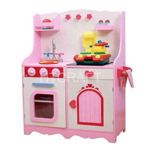 PLK522 Pink Play Kitchen With Plastic Accessories Like Faucet, Sink, 2020New Fashion Wooden Toy