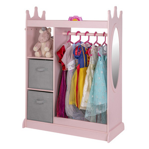 Dress-up Center Costume Closet for Kids Open Hanging Armoire Closet Pretend Storage Closet for Kids Costume Storage Dresser