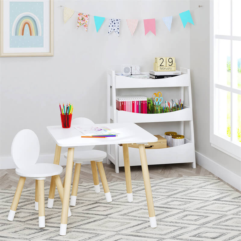 Table with 2 Chairs Set for Toddlers, Boys, Girls, 3 Piece Kiddy Table and Chairs Set, White Kids Table And Chairs For Party