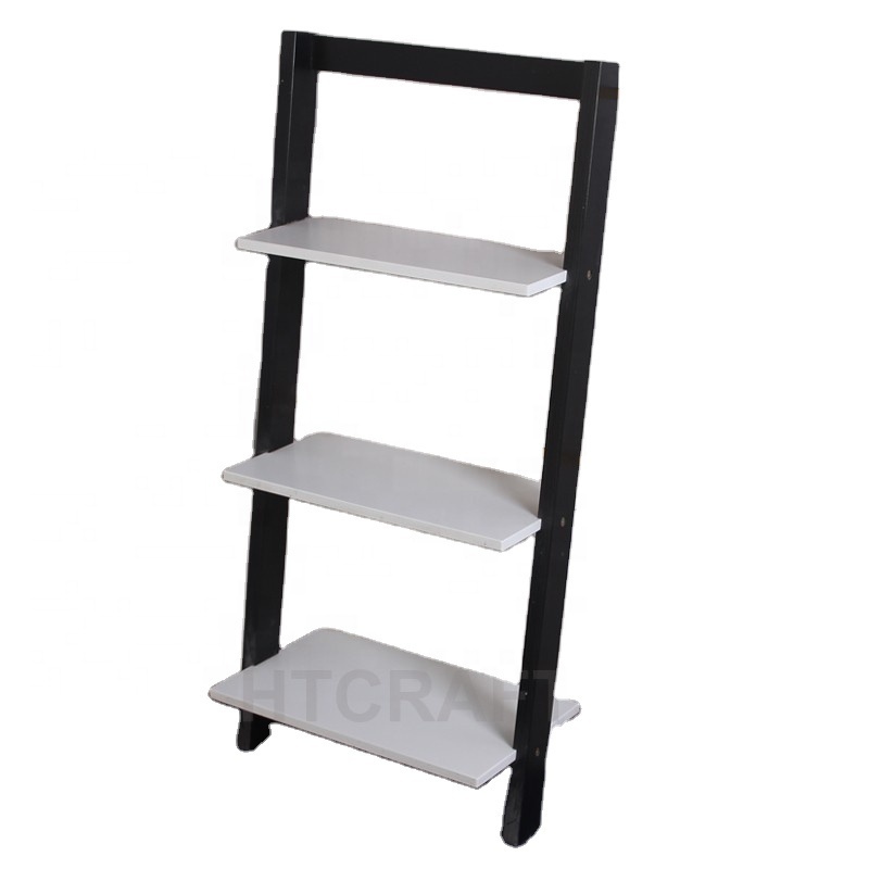 White&Black Ladder Shelving Unit 3 Tier Display Stand-bookcase Shelf Wall Rack Storage, Cheap Bookcase With Ladder