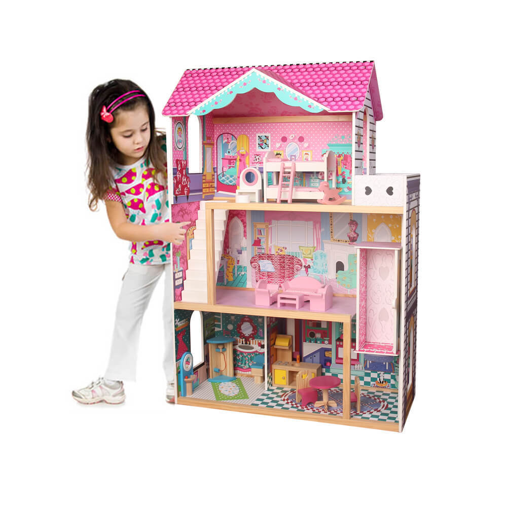 A COZY DREAM HOUSE-Wooden Dollhouse with Furniture, Doll House Play set for Kids , for Ages 3 Years,for wholesale