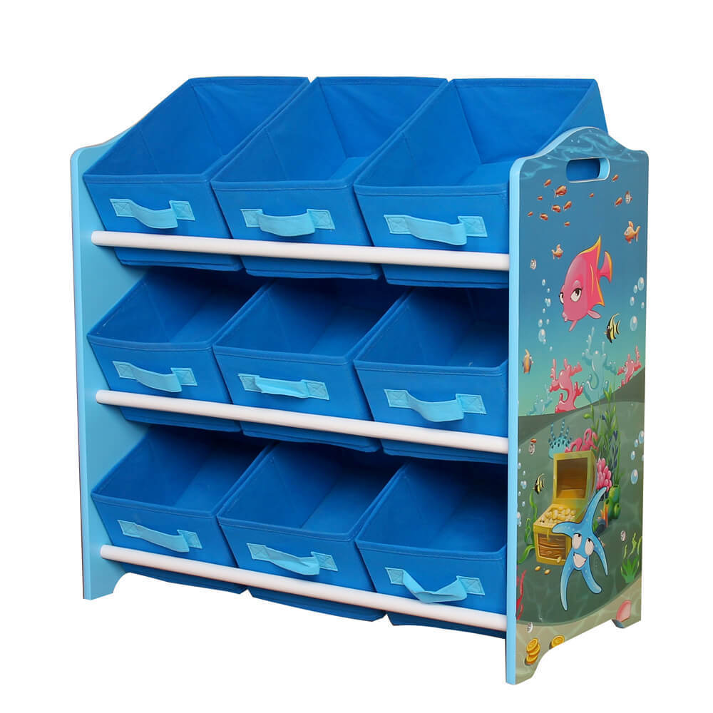 Wholesale free standing wooden toy shelf storage easy assembly kids toy organizer and storage bins for ODM