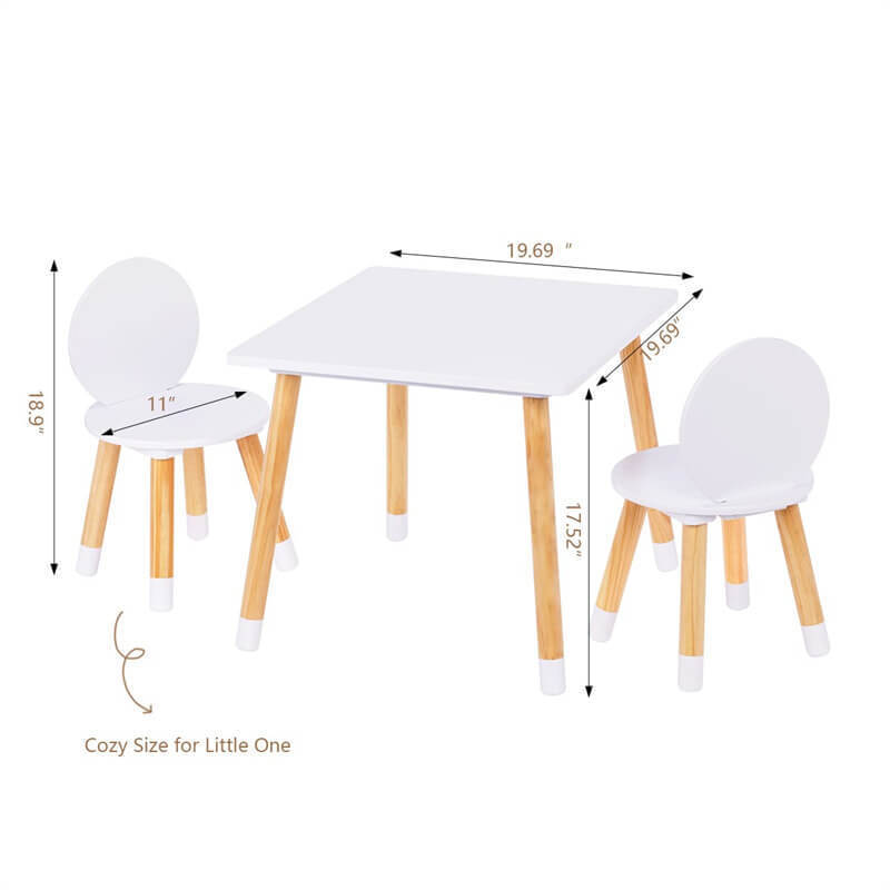 Table with 2 Chairs Set for Toddlers, Boys, Girls, 3 Piece Kiddy Table and Chairs Set, White Kids Table And Chairs For Party