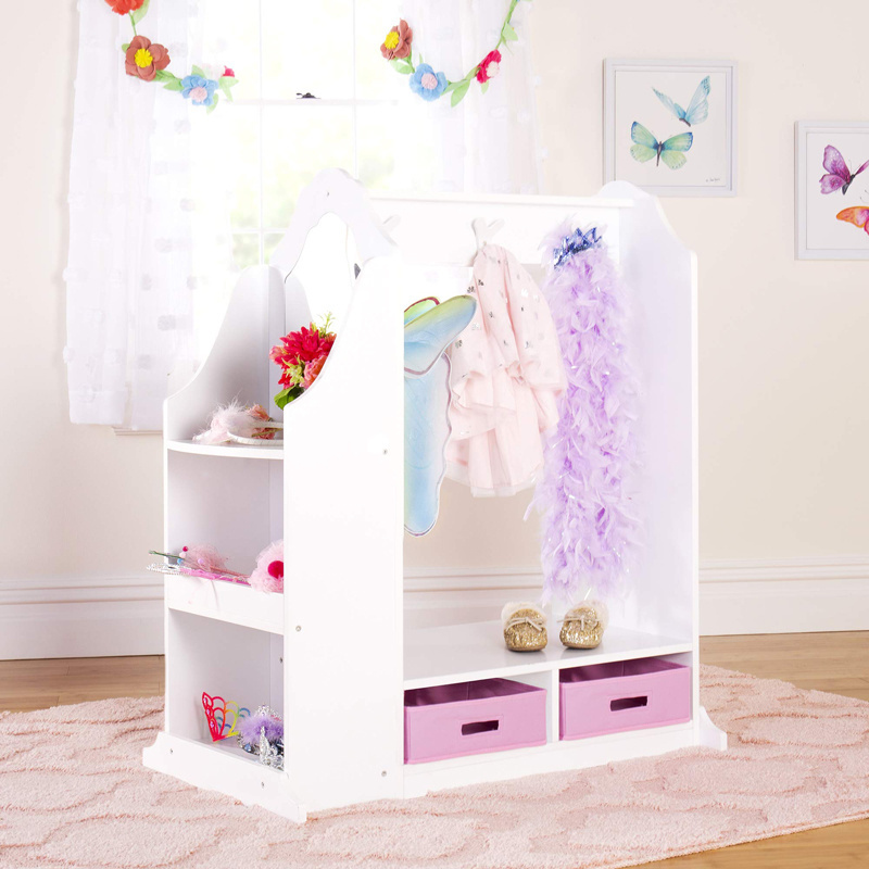 Dress-up Center Costume Closet for Kids Open Hanging Armoire en tissu pretend kids costume dress up jewelry armoire