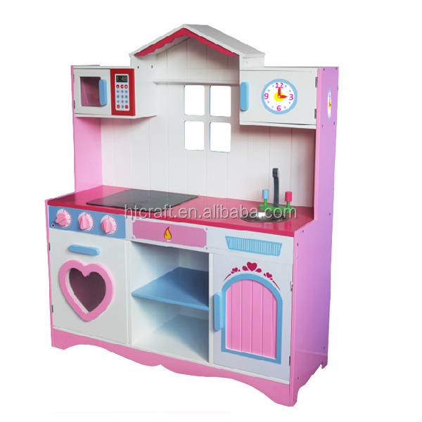 113*100*32cm Refrigerator And Cabinets Wooden Play Kitchen For Kids Above 3 Years Old, With ABS Toy Kitchen Play Set