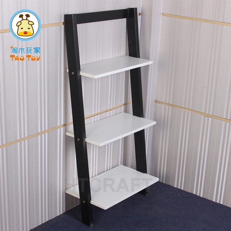 White&Black Ladder Shelving Unit 3 Tier Display Stand-bookcase Shelf Wall Rack Storage, Cheap Bookcase With Ladder