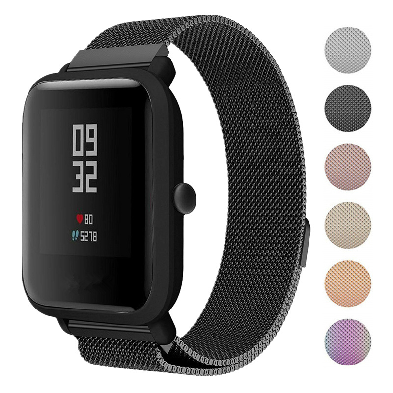 20mm Watch Bands for Xiaomi Huami Amazfit Bip Youth Watch Milanese Loop Stainless Steel Mesh wrist Strap for Amazfit Bip band