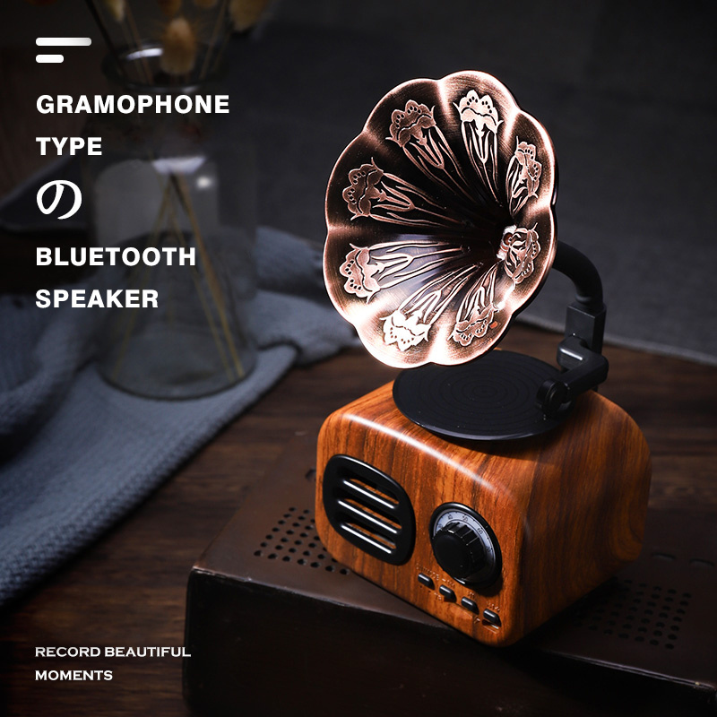 2019 Popular Retro TV Blue tooth Speaker Mini Wood Grain Retro Speaker With Flower  Speaker 3 Watt 4 ohm