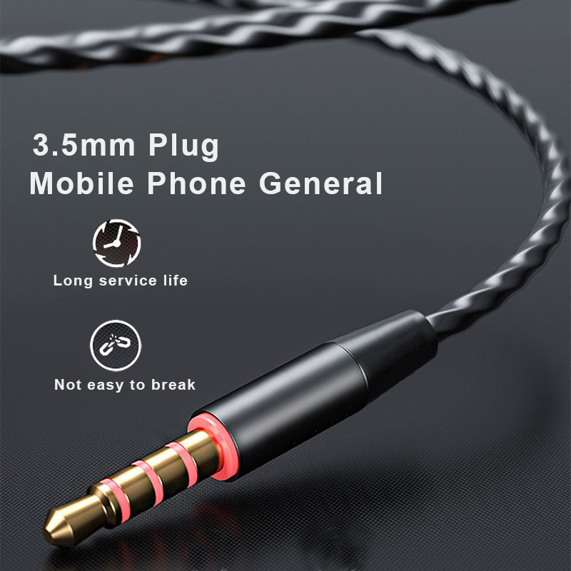 Wired Headphones Stereo Bass 3.5mm Plug Button Control Earphones With Mic Headset Earbuds for Mobile Phone PC Computer