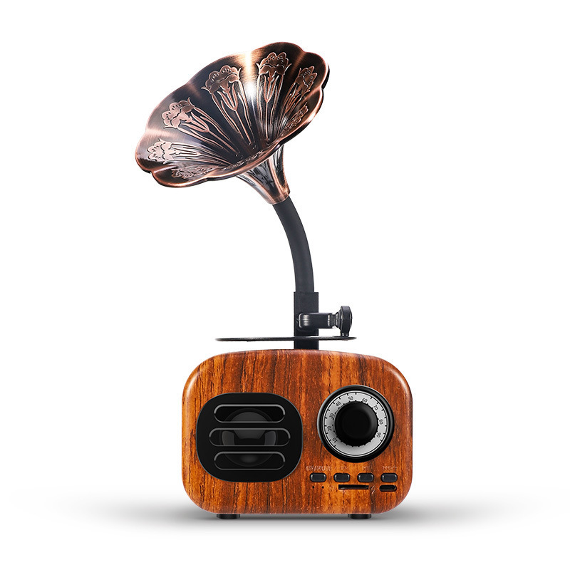 2019 Popular Retro TV Blue tooth Speaker Mini Wood Grain Retro Speaker With Flower  Speaker 3 Watt 4 ohm