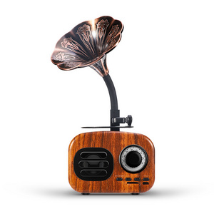 2019 Popular Retro TV Blue tooth Speaker Mini Wood Grain Retro Speaker With Flower  Speaker 3 Watt 4 ohm