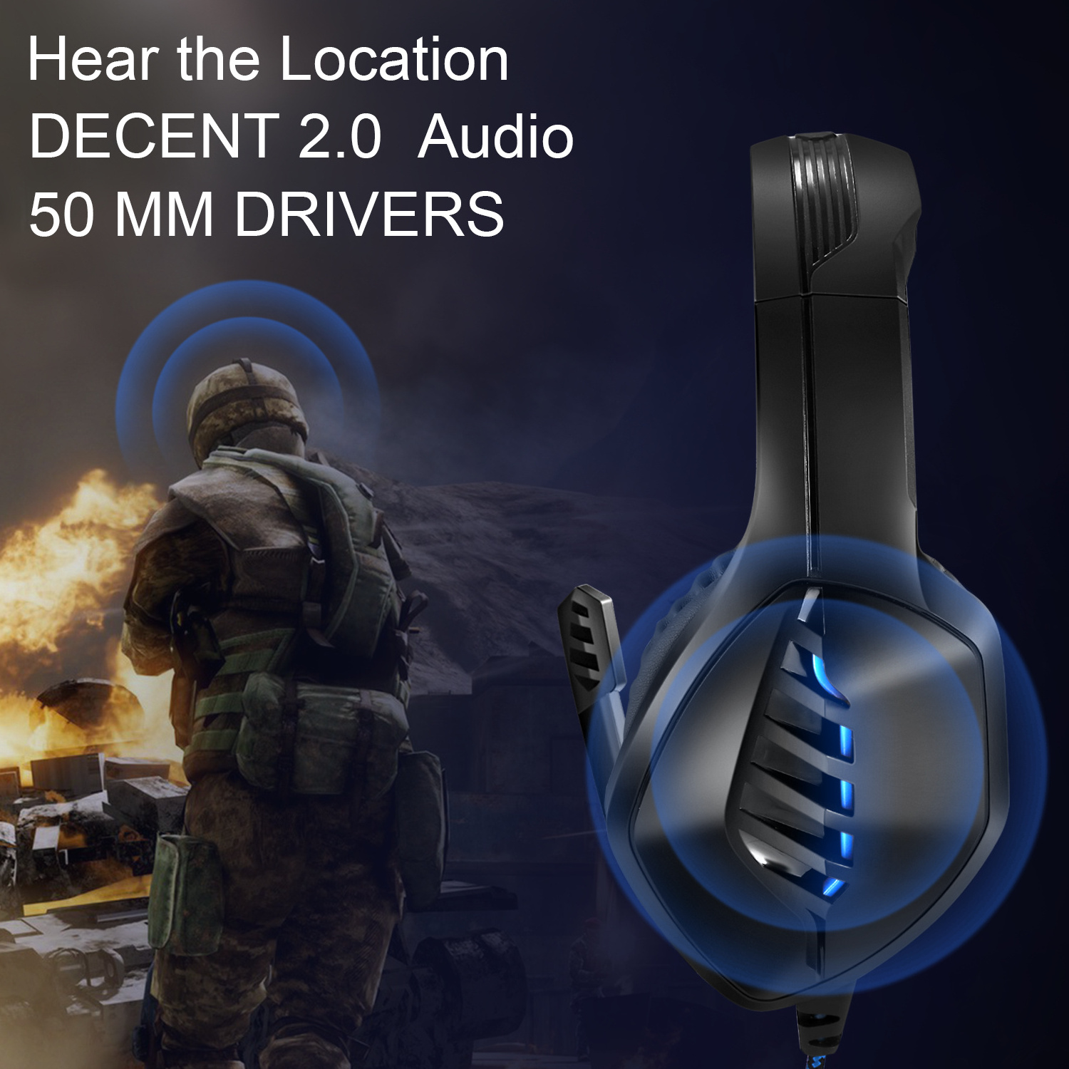 J1 Noise Canceling Gaming Headset Mute Control RGB LED Light 7.1 Surround Sound gamer headphone with mic for PS4 Xbox PC