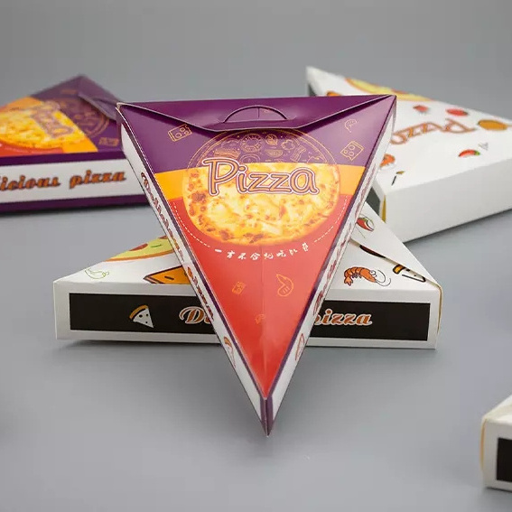 Slice Single Kraft Paper Meat Pie Fast Food Packaging Triangle Custom Pizza Box With Logo