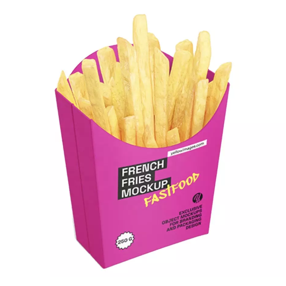 Logo Prints Custom Packages Potato Chips Paper Packaging French Fry Holder Fries Box