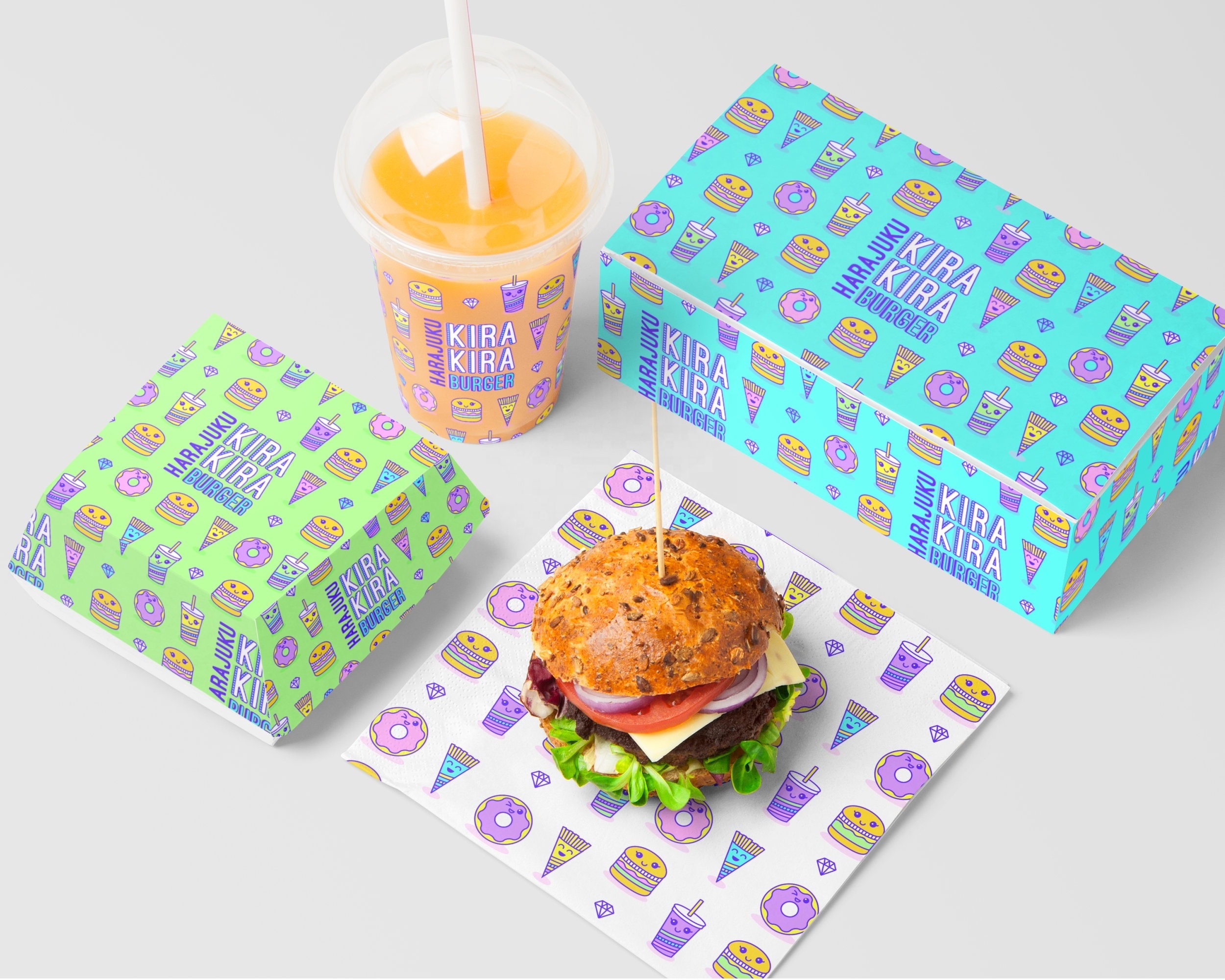 Recyclable Custom LOGO Print Sandwich Hot Dog Restaurant Burger Wrapping Grease Oil proof Paper