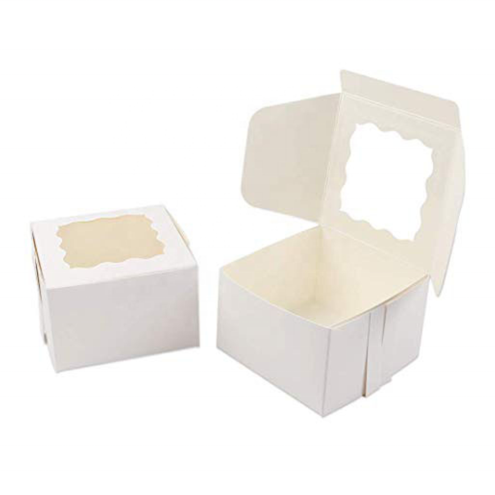 Wholesale Price White Food Grade Bakery Corrugated Paper Packaging Sweet Cup Cake Box With Base Tray