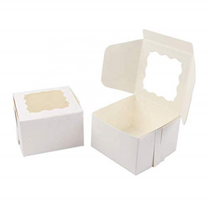 Wholesale Price White Food Grade Bakery Corrugated Paper Packaging Sweet Cup Cake Box With Base Tray