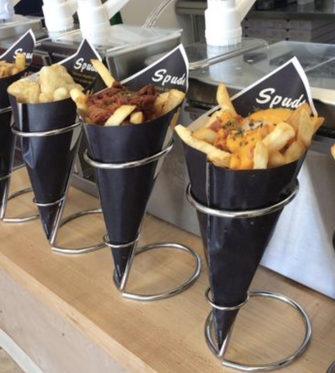 Disposable Kraft Fast Food Packaging Waffle Paper Cone Holders French Fries Popcorn Cups